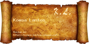 Komsa Lantos névjegykártya